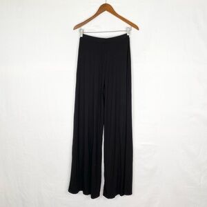 Lulus Knockout Black Knit Wide Leg Slit Front Pants Size Medium